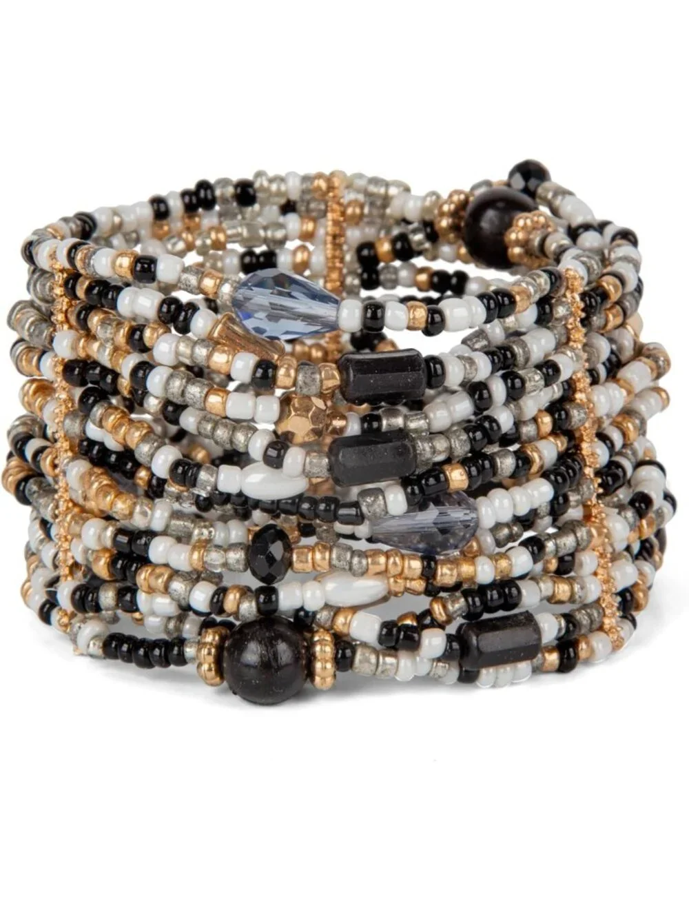 Vibrant Boho Beaded Stretch Bracelet - Multi-Row Resort-Style Statement Jewelry
